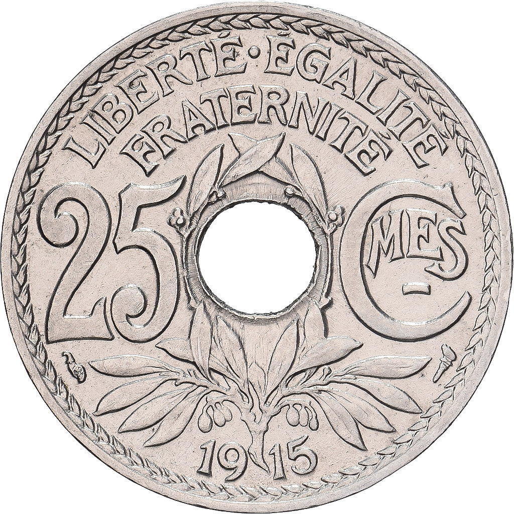 Frankreich, 25 Centimes, Lindauer, 1915, Paris, Souligné, Nickel, STGL