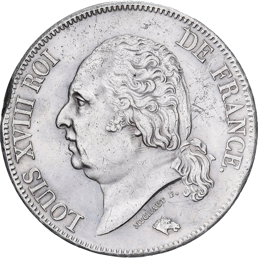 France, Louis XVIII, 5 Francs, 1823, Bayonne, Argent, SUP, Gadoury:614