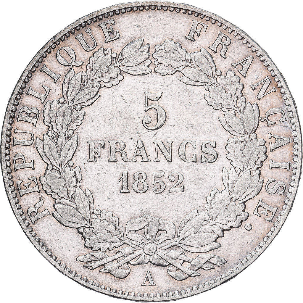 France, Louis-Napoléon Bonaparte, 5 Francs, 1852, Paris, Argent, TTB