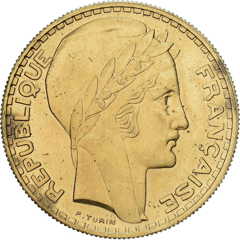 França, 20 Francs, Turin, 1929, Paris, Pattern, Cupro-aluminium-nickel