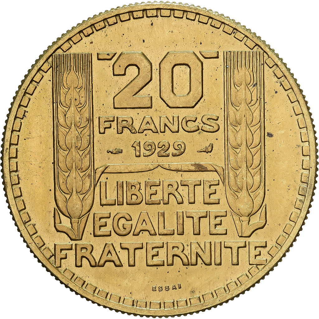 França, 20 Francs, Turin, 1929, Paris, Pattern, Cupro-aluminium-nickel