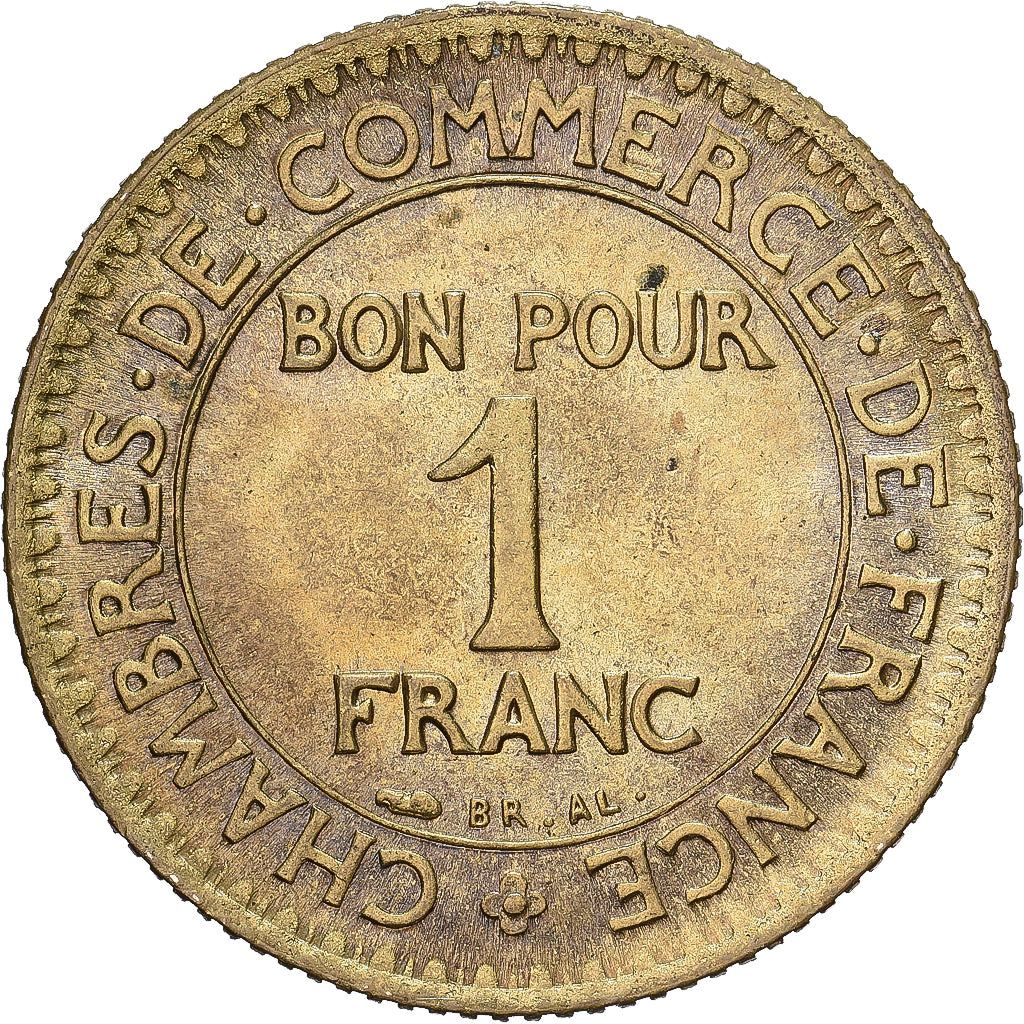 França, 1 Franc, Chambre de commerce, 1923, Paris, Cobre-Alumínio, MS(63)