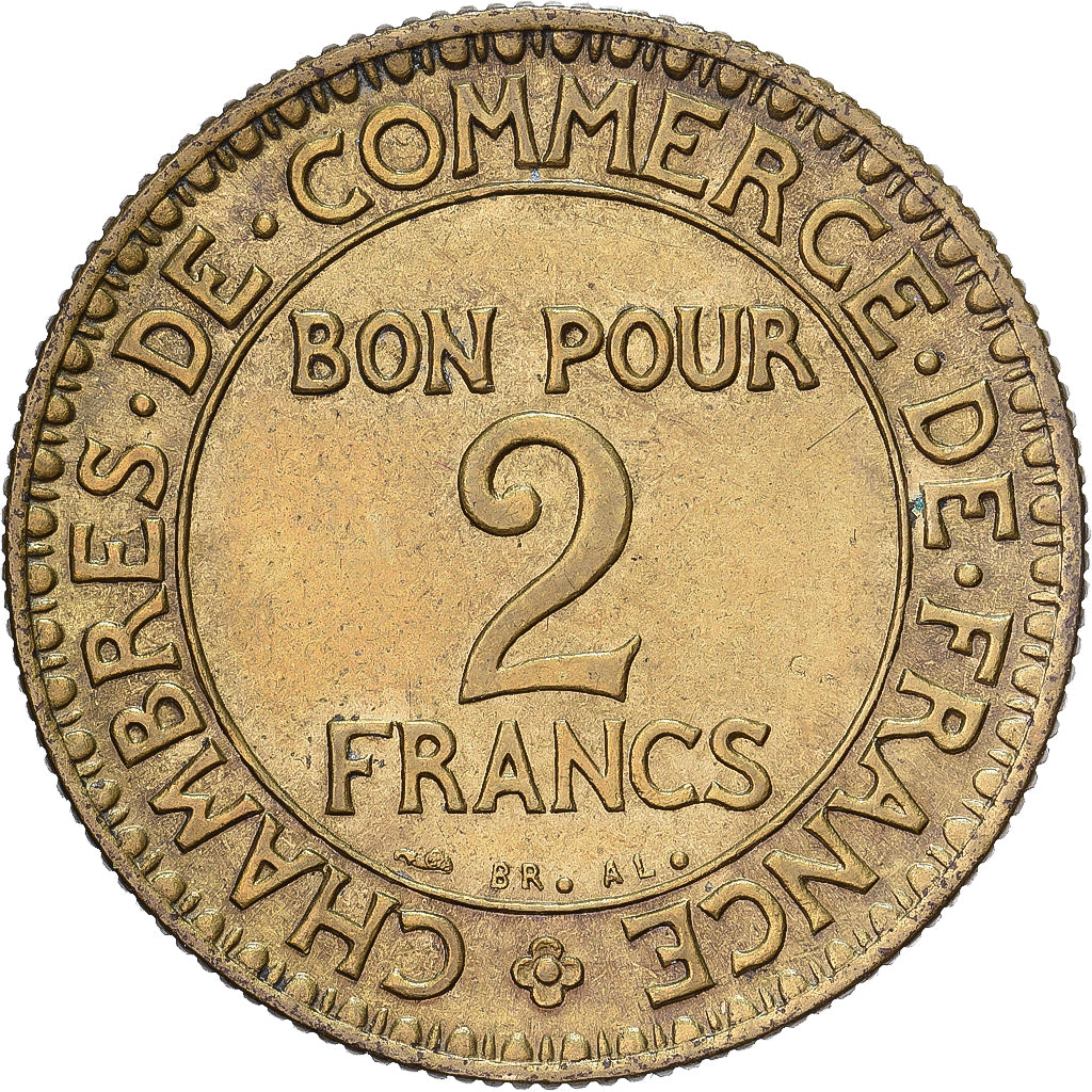França, 2 Francs, Chambre de commerce, 1924, Paris, Cobre-Alumínio, MS(63)