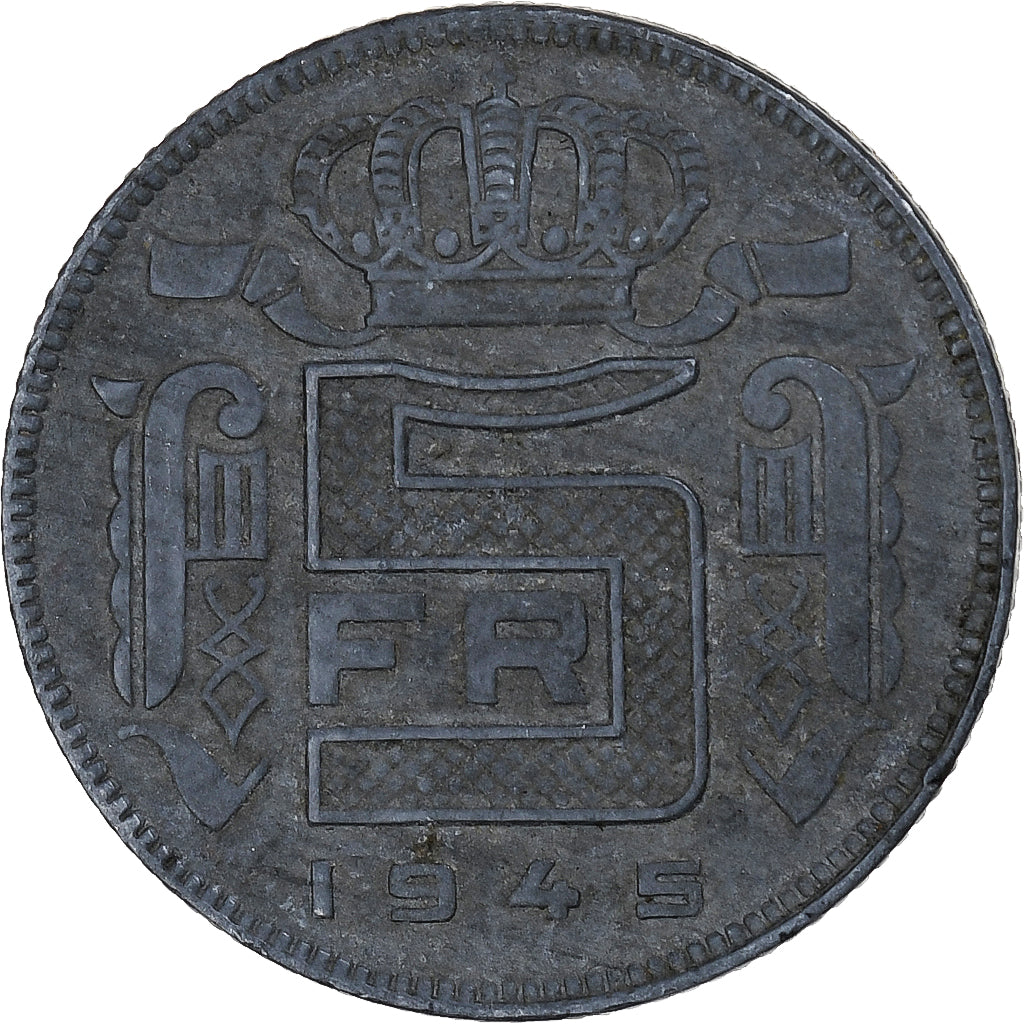 Belgium, 5 Francs, 5 Frank, 1945