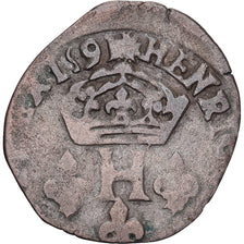Francia, Henri IV, Double Sol Parisis, 1591, Biglione, B+, Gadoury:573