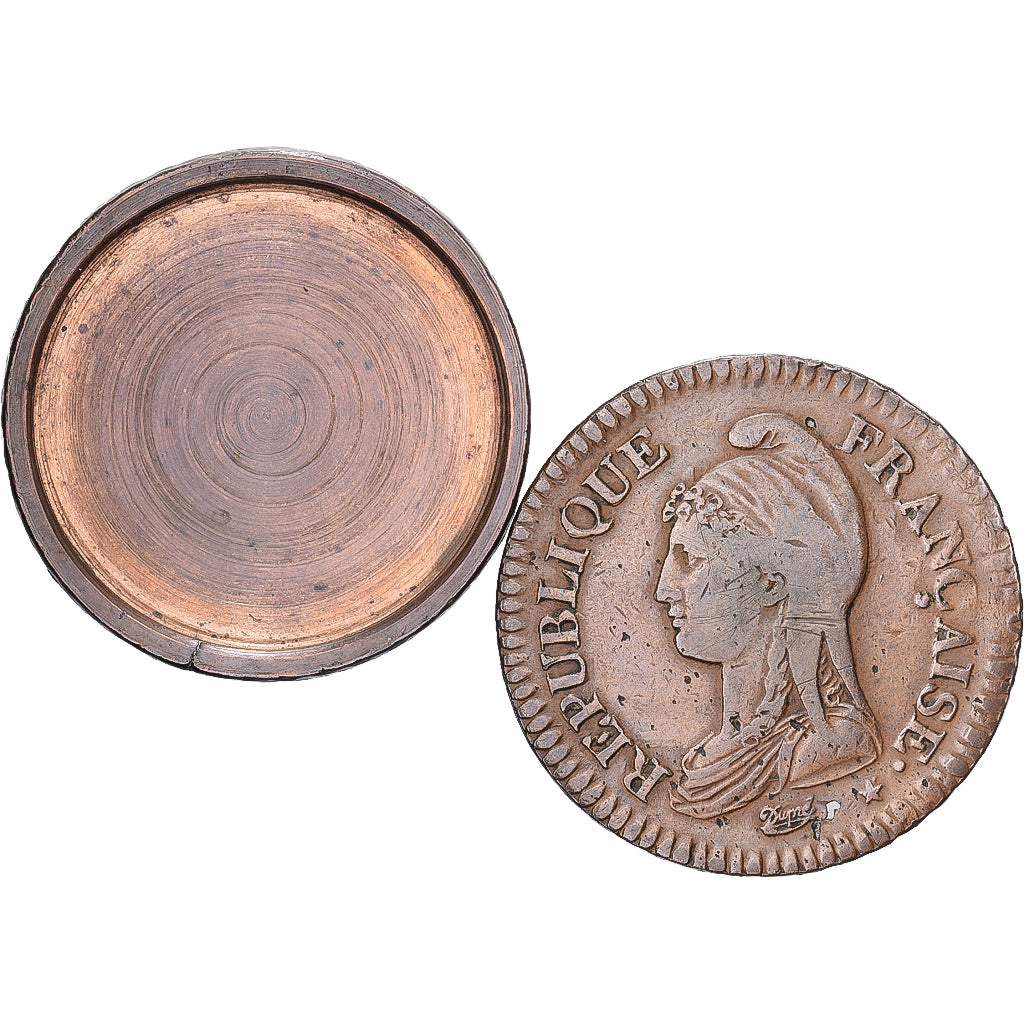Francia, 1 Décime, Dupré, AN 5, Limoges, Boite de forçat, Rame, MB+
