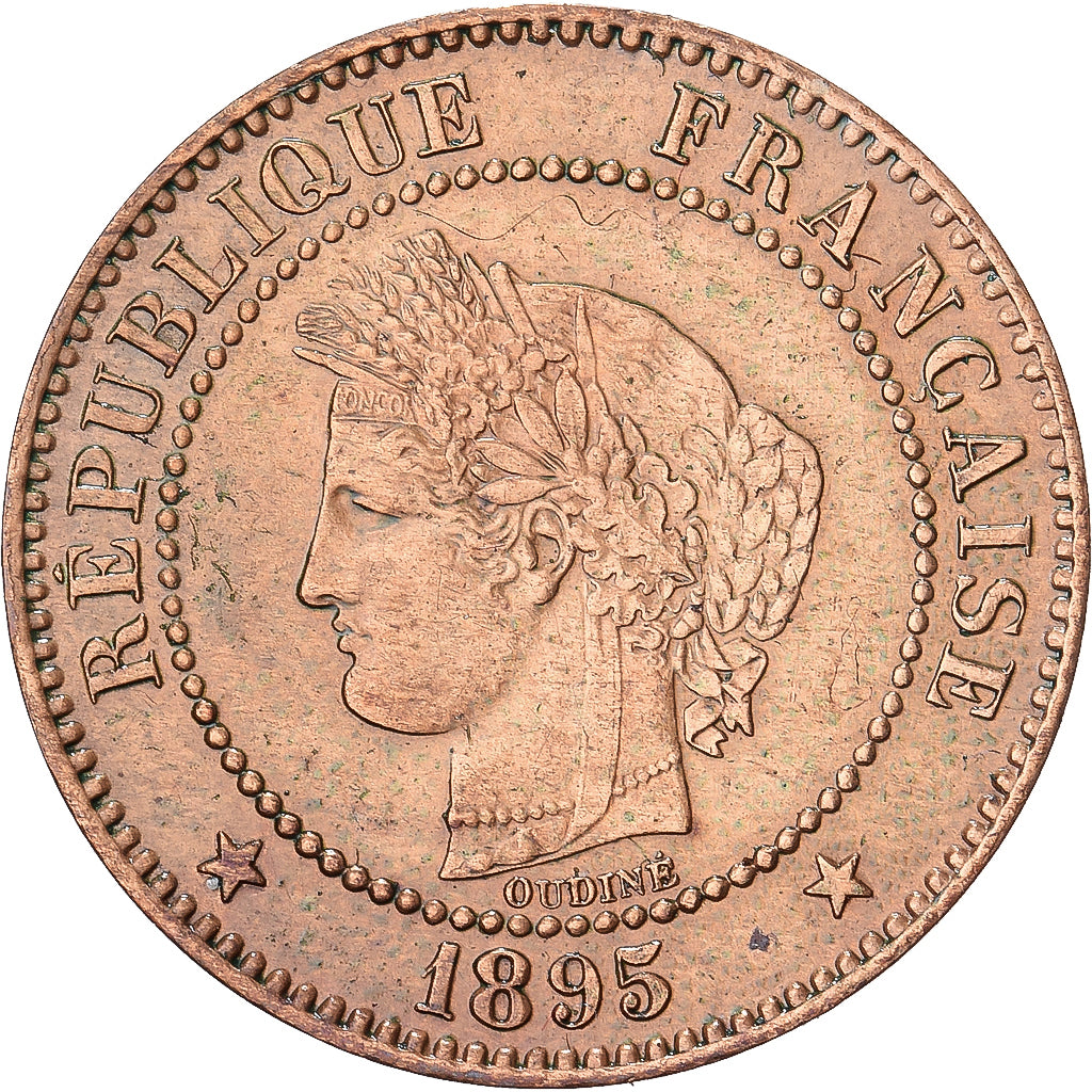 França, 2 Centimes, Cérès, 1895, Paris, Bronze, MS(63), Gadoury:105