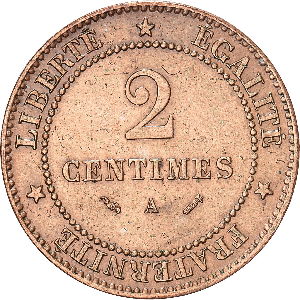 França, 2 Centimes, Cérès, 1895, Paris, Bronze, MS(63), Gadoury:105