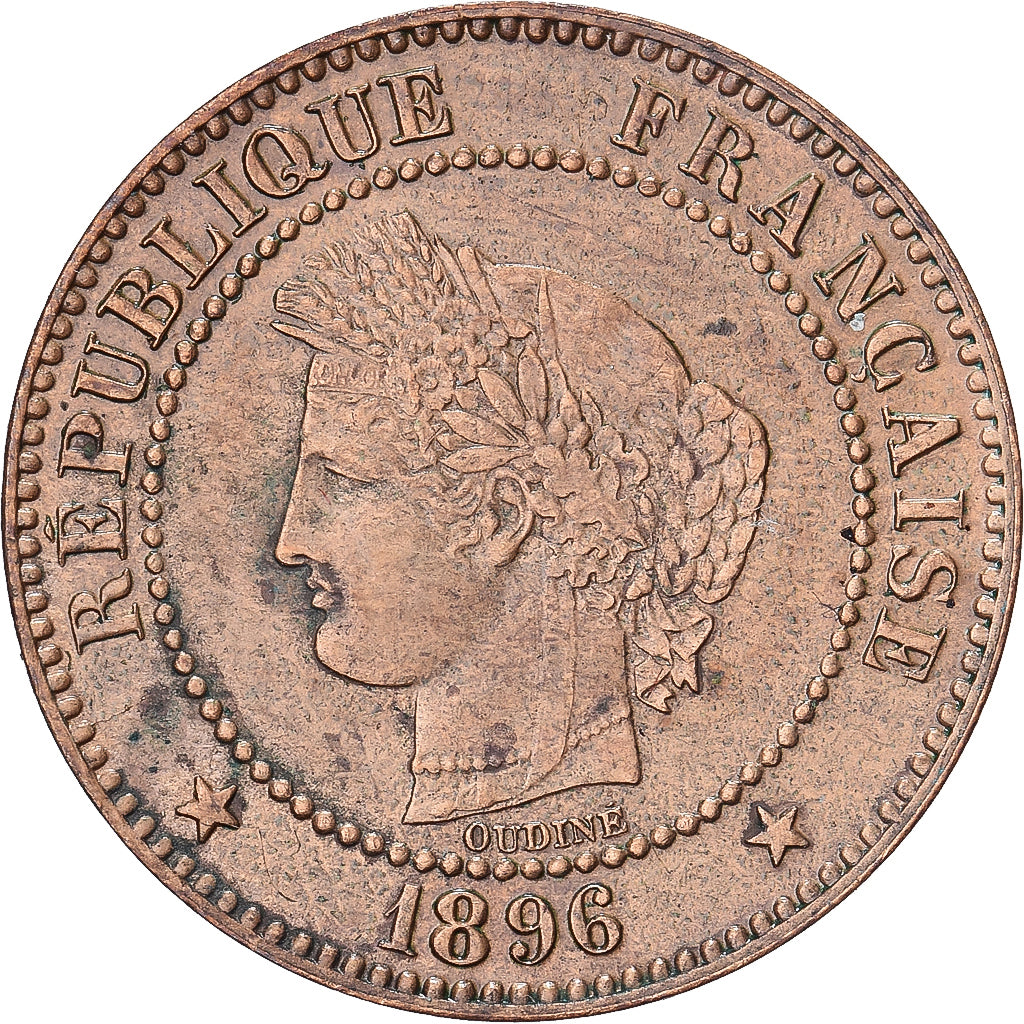 França, 2 Centimes, Cérès, 1896, Paris, Bronze, MS(63), Gadoury:105