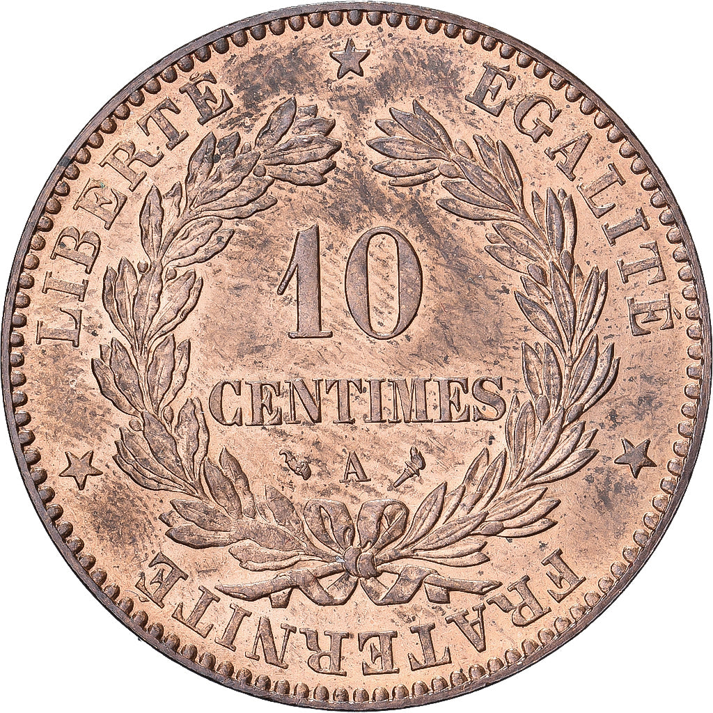 França, 10 Centimes, Cérès, 1897, Paris, Bronze, MS(63), Gadoury:265a
