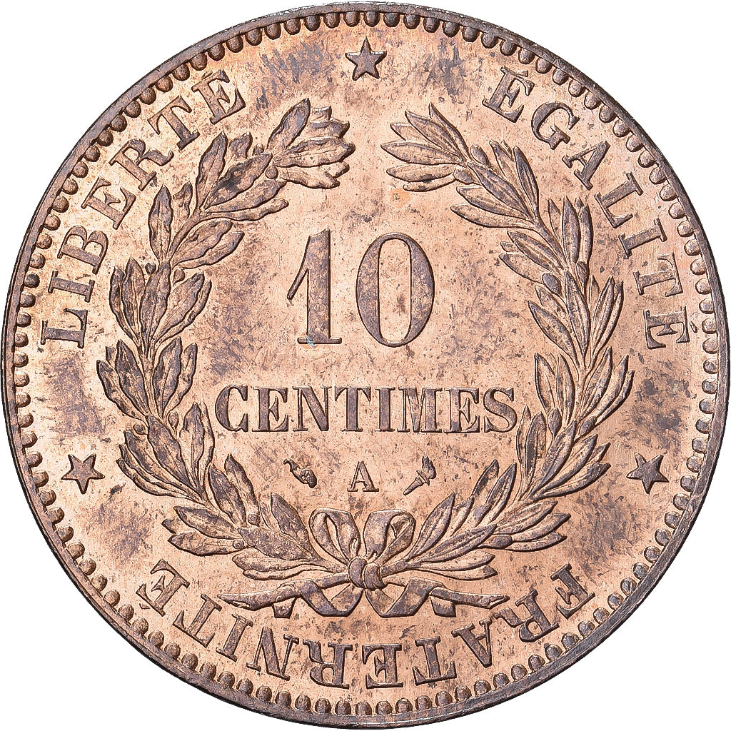 França, 10 Centimes, Cérès, 1898, Paris, Bronze, MS(63), Gadoury:265a