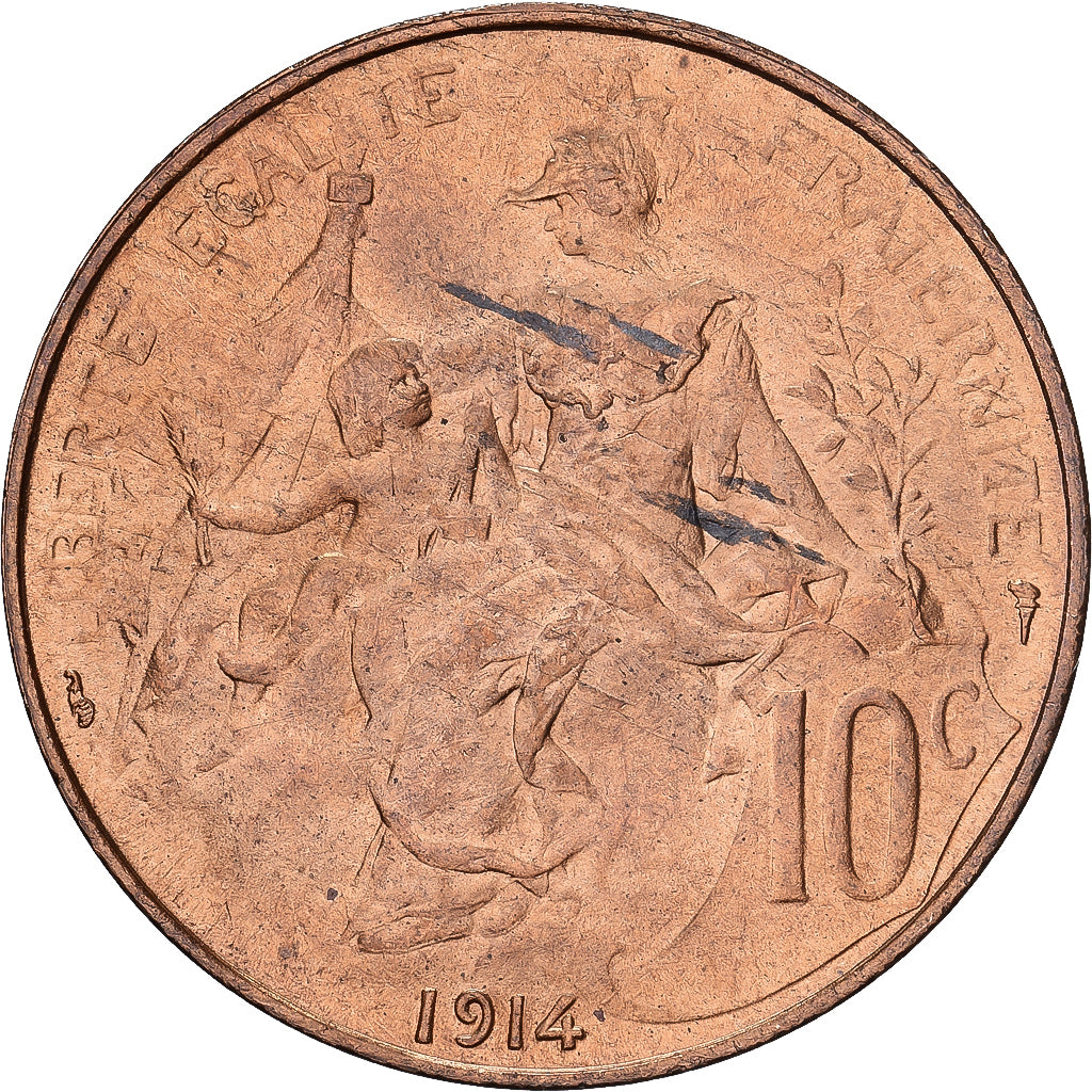Frankreich, 10 Centimes, Dupuis, 1914, Paris, Bronze, UNZ, Gadoury:277