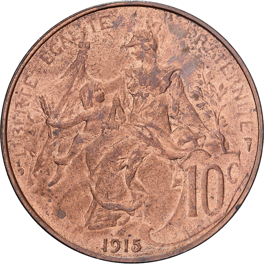Francia, 10 Centimes, Dupuis, 1915, Paris, Bronzo, SPL, Gadoury:277