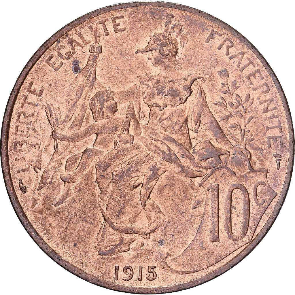 Francia, 10 Centimes, Dupuis, 1915, Paris, Bronzo, SPL, Gadoury:277