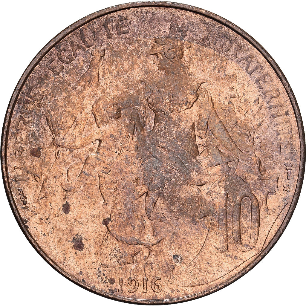 Francia, 10 Centimes, Dupuis, 1916, Madrid, Bronce, EBC+, Gadoury:277