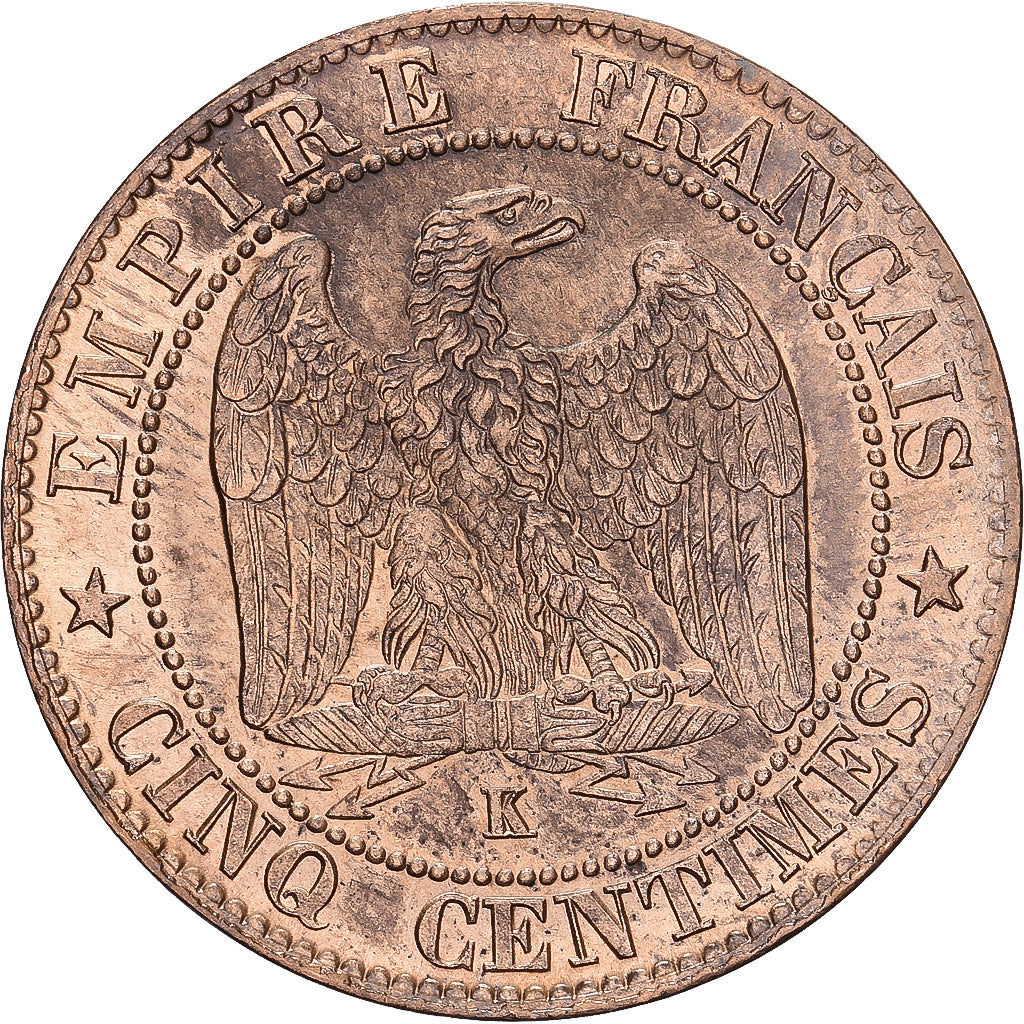 Francia, Napoleon III, 5 Centimes, 1862, Bordeaux, Bronzo, SPL, Gadoury:155