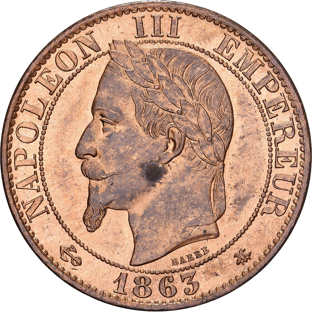France, Napoléon III, 5 Centimes, 1863, Paris, Bronze, SPL, Gadoury:155
