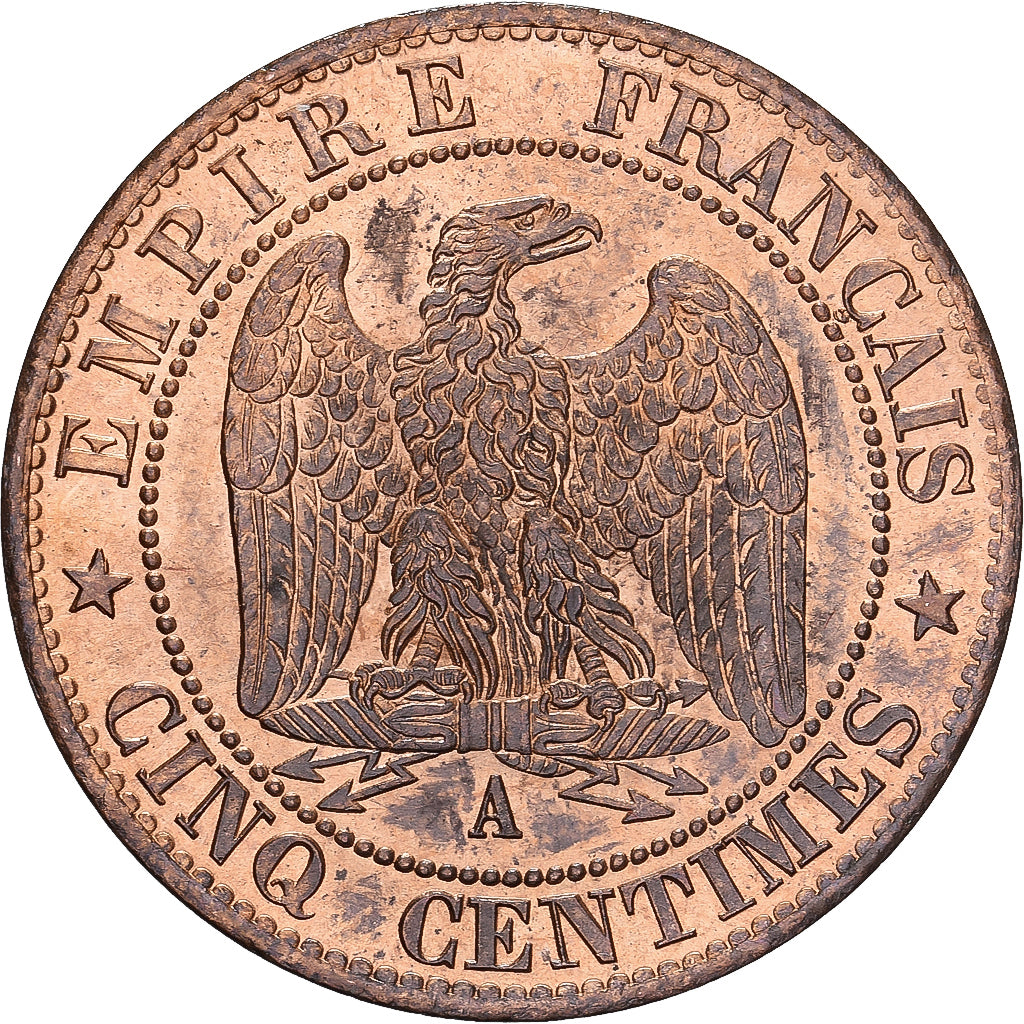 France, Napoléon III, 5 Centimes, 1863, Paris, Bronze, SPL, Gadoury:155