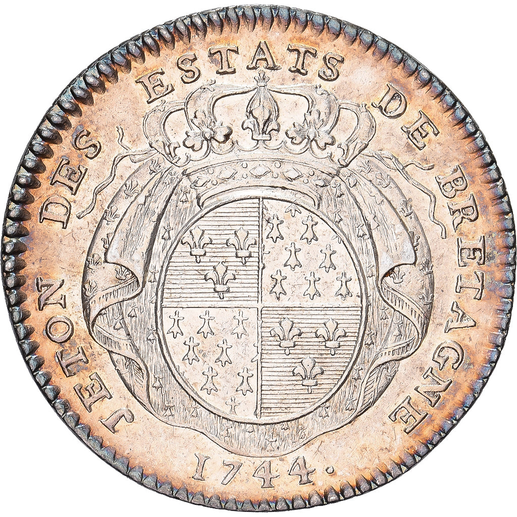 France, Token, Louis XV, Etats de Bretagne, 1744, Silver, MS(63)