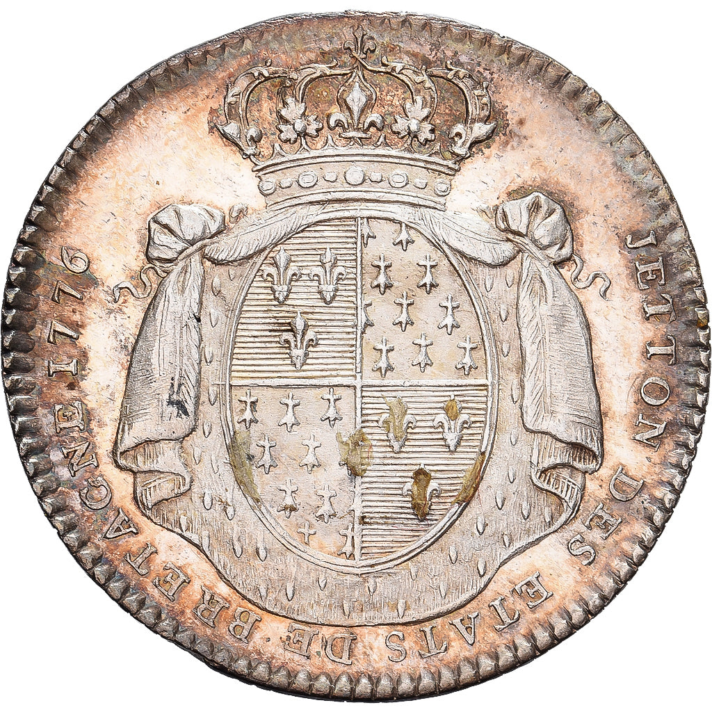 France, Jeton, Louis XVI, Etats de Bretagne, 1776, Argent, SPL