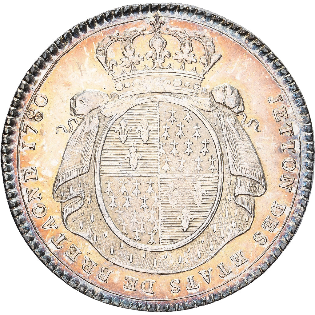 France, Token, Louis XVI, Etats de Bretagne, 1780, Silver, MS(63)