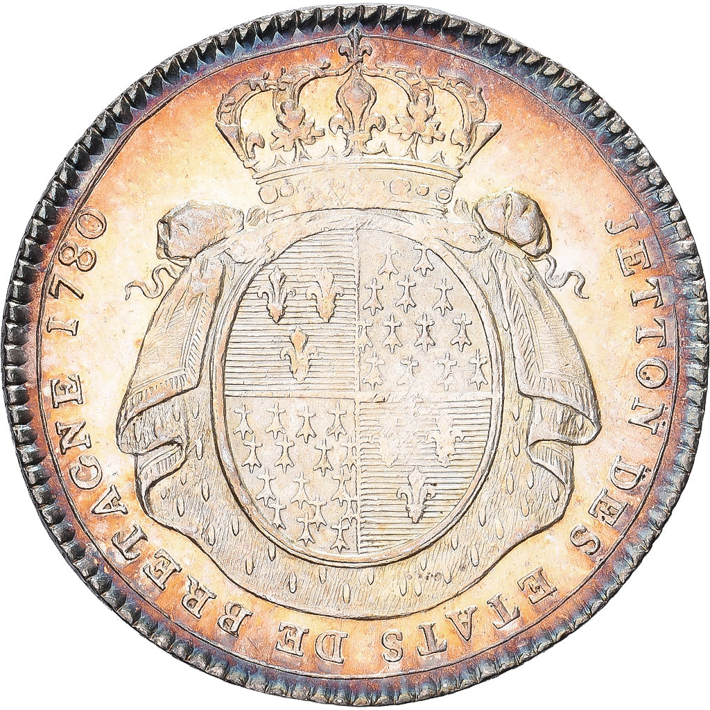 França, Token, Luís XVI, Etats de Bretagne, 1780, Prata, MS(63)