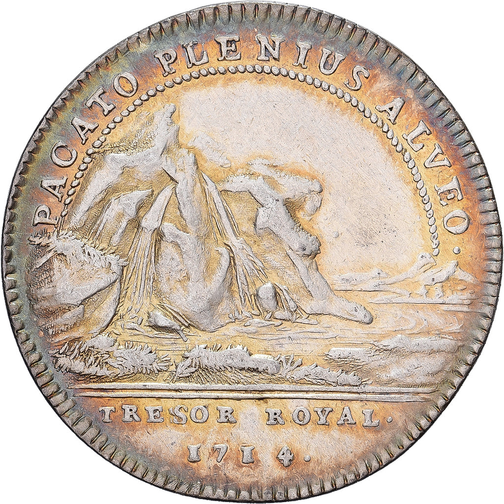 France, Jeton, Louis XIV, Trésor Royal, 1714, Argent, SUP