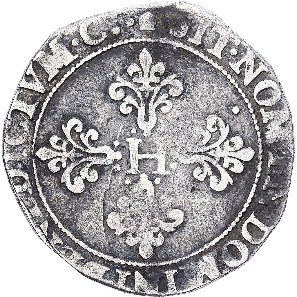 France, Henri III, Franc au Col Fraisé, 1581, Toulouse, Silver, VF(20-25)