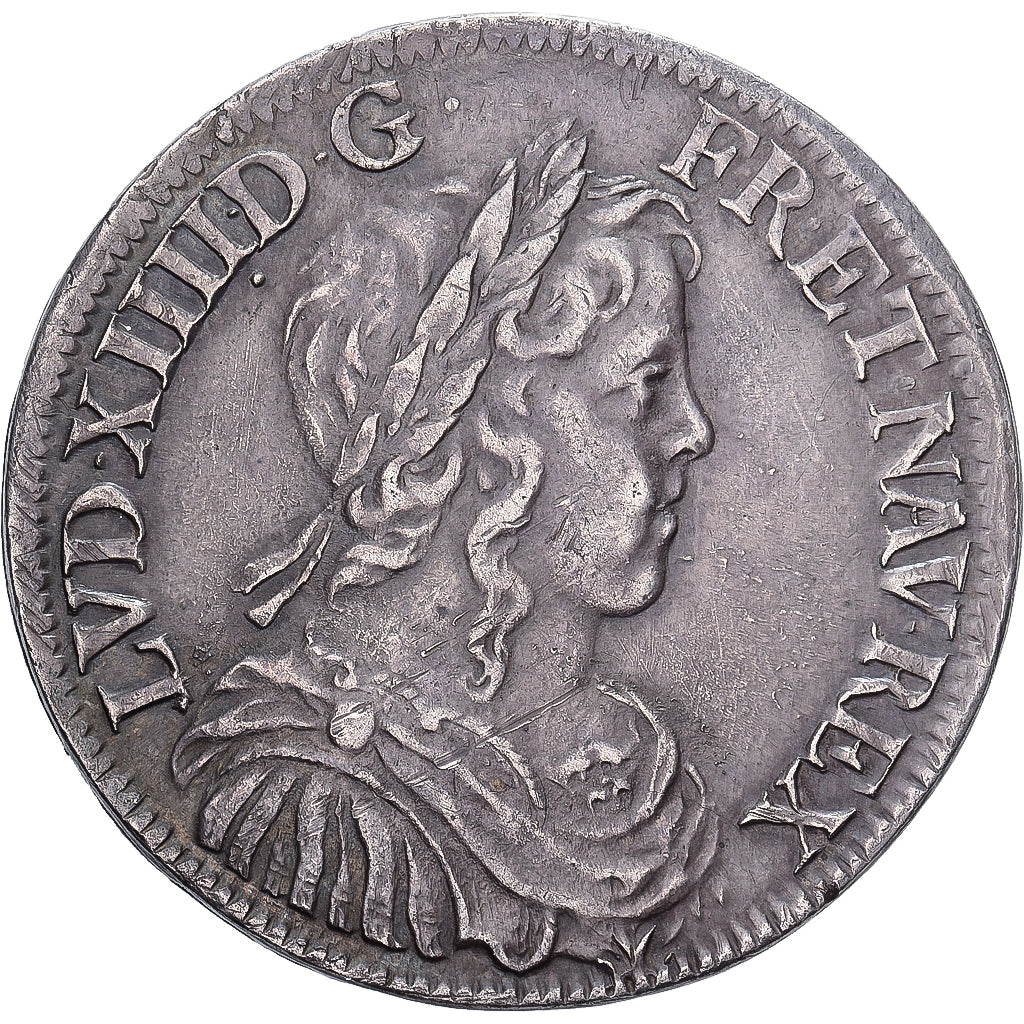 Francia, Louis XIV, 1/2 Écu à la mèche longue, 1648, Paris, Argento, BB+