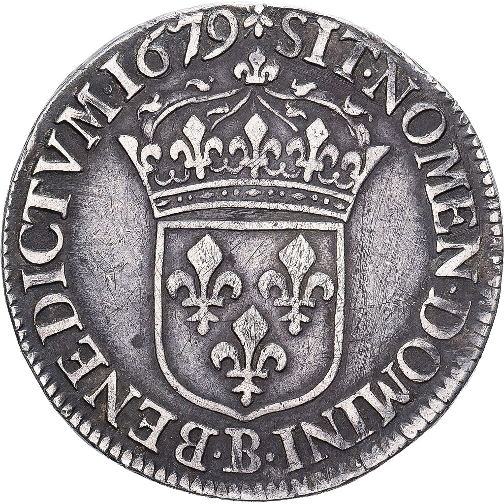 France, Louis XIV, 1/2 Écu à la cravate, 1679, Rouen, Argent, TTB+