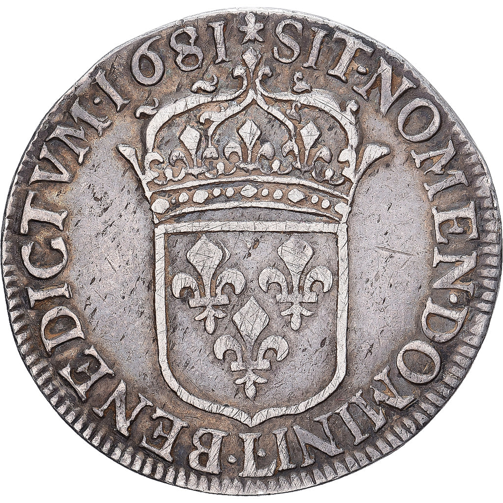 Francia, Louis XIV, 1/2 Écu à la cravate, 1681, Bayonne, Argento, BB