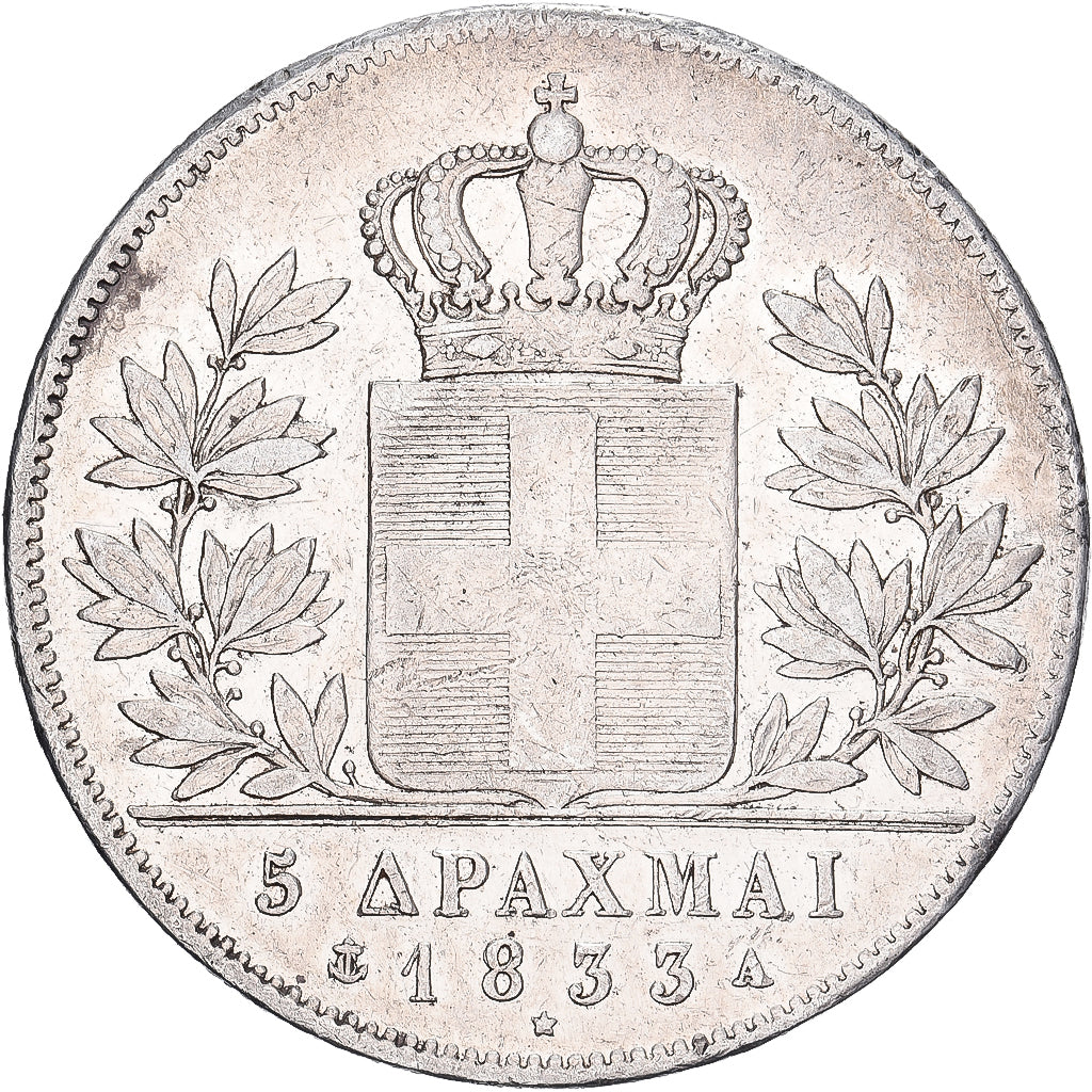 Griechenland, Othon, 5 Drachmai, 1833, Paris, Silber, SS, KM:20