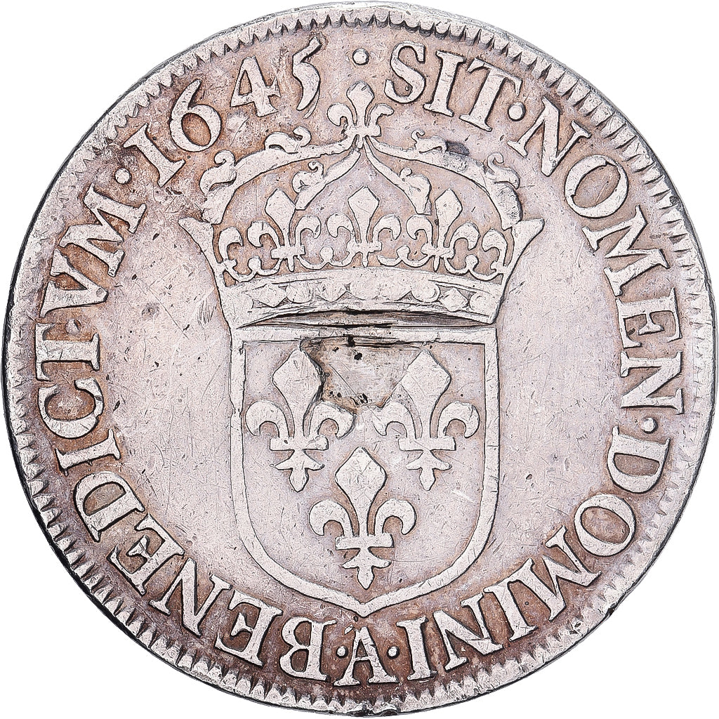 Francia, Louis XIV, 1/2 Écu à la mèche courte, 1645, Paris, Argento, BB