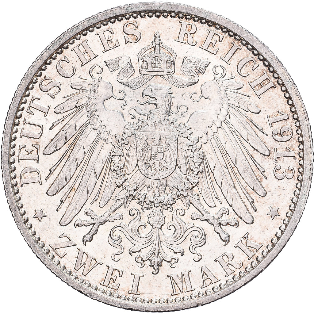 Pruissen, Wilhelm II, 2 Mark, 1913, Berlin, Zilver, UNC-, KM:533