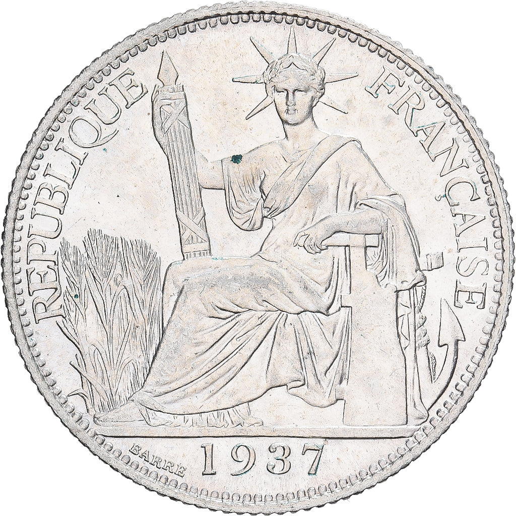 Francuskie Indochiny, 20 Centièmes, 1937, Paris, Srebro, MS(63), KM:17.2