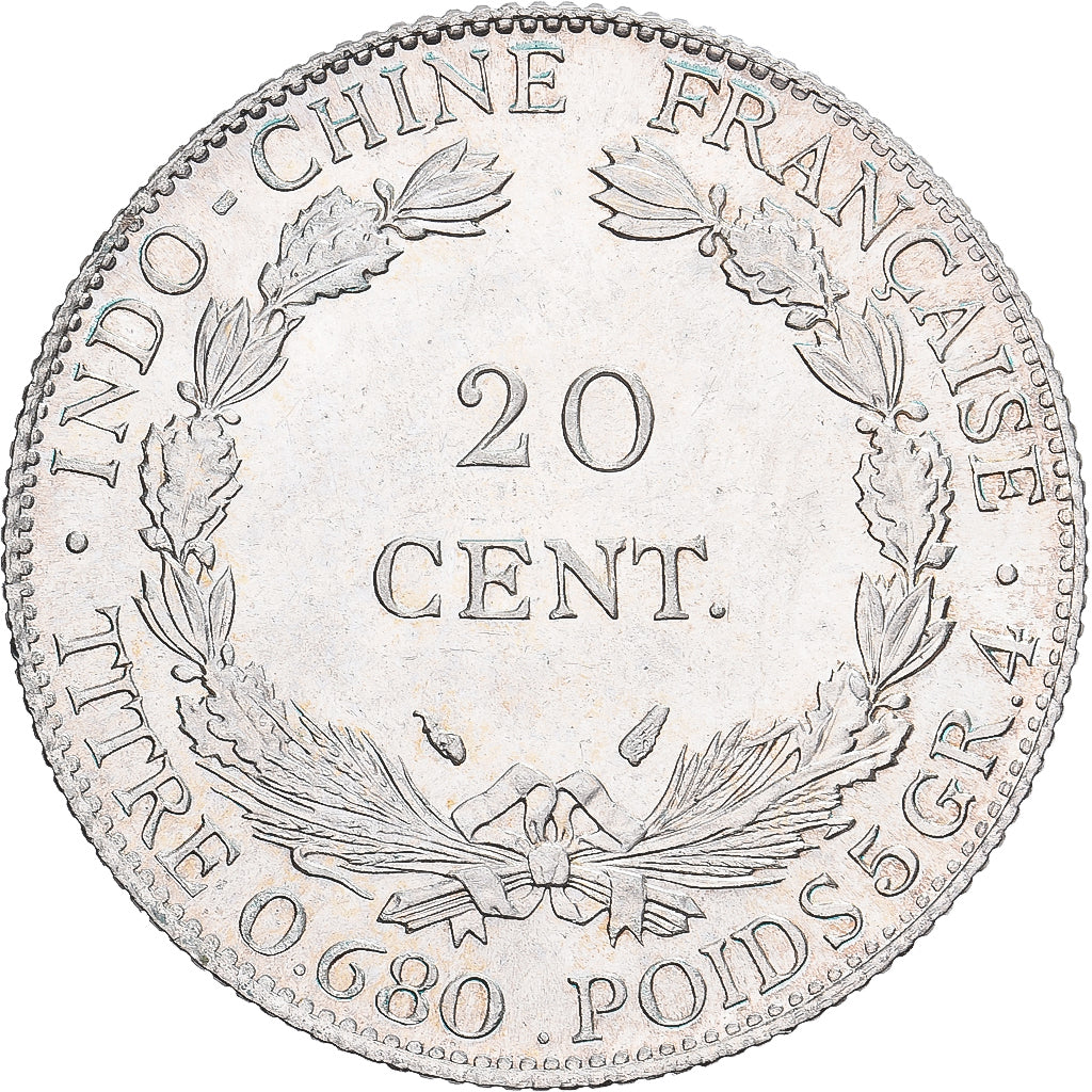 Francuskie Indochiny, 20 Centièmes, 1937, Paris, Srebro, MS(63), KM:17.2