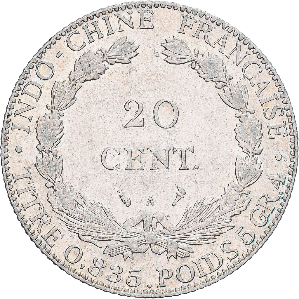 Francuskie Indochiny, 20 Centièmes, 1899, Paris, Srebro, EF(40-45), KM:10