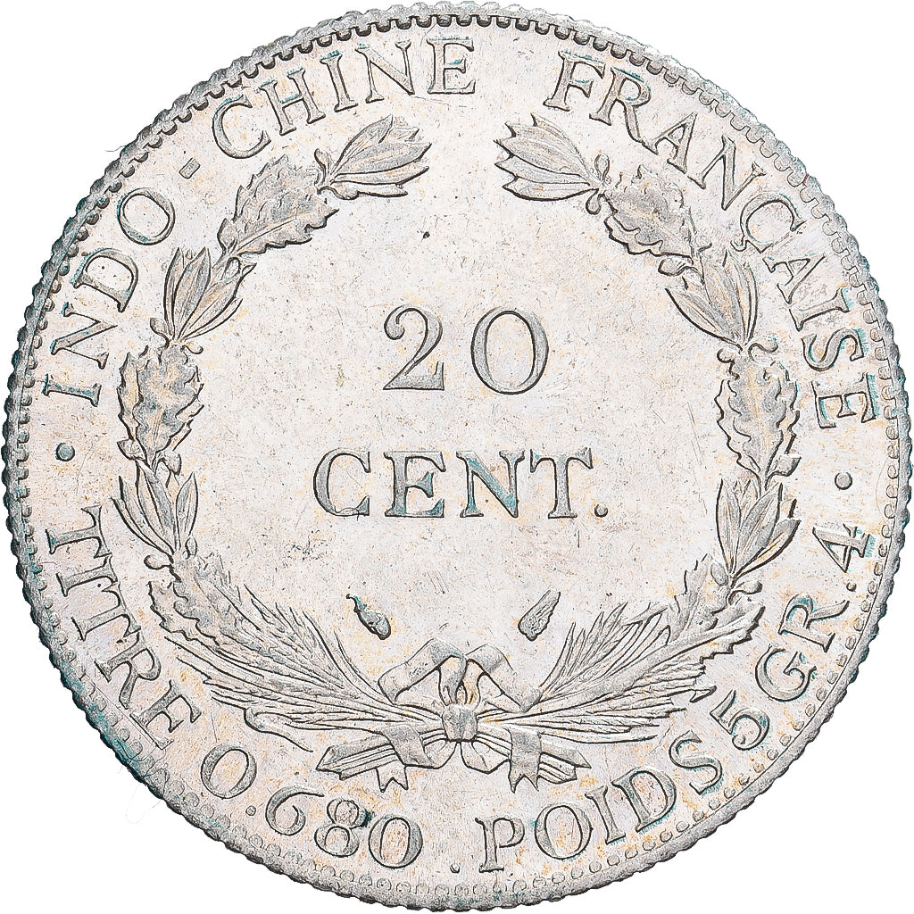 French Indochina, 20 Centièmes, 1937, Paris, Silver, AU(55-58), KM:17.2