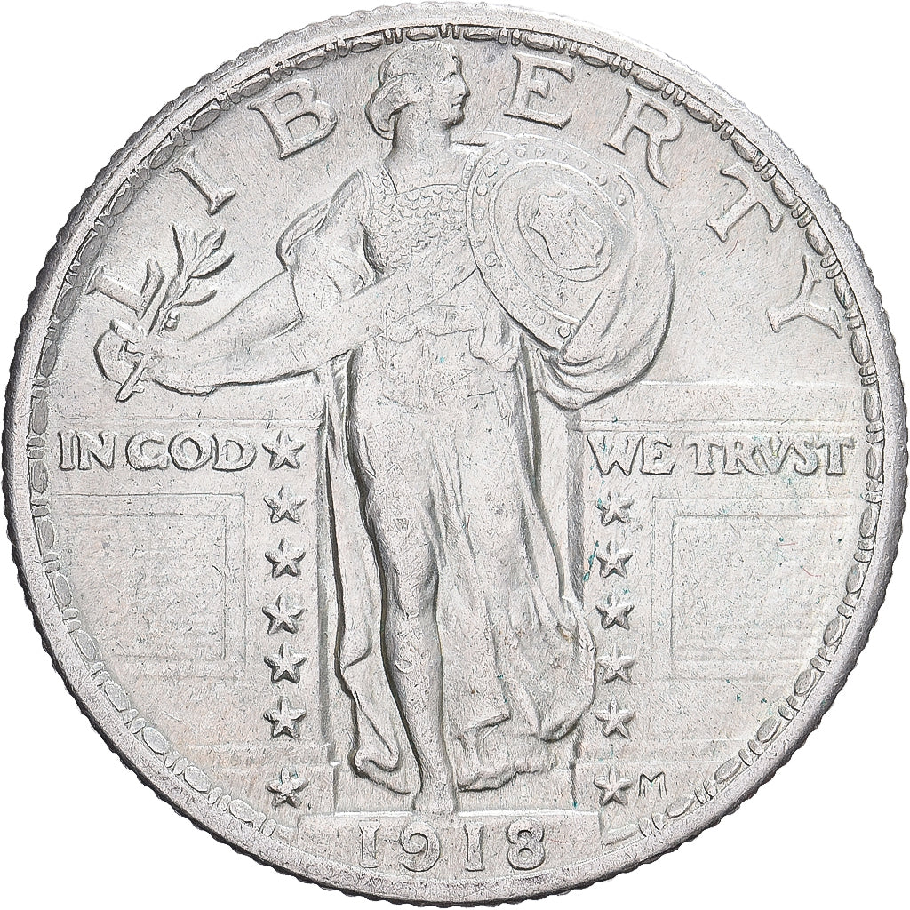 Estados Unidos, Standing Liberty Quarter, 1918, Philadelphia, Plata, MBC+