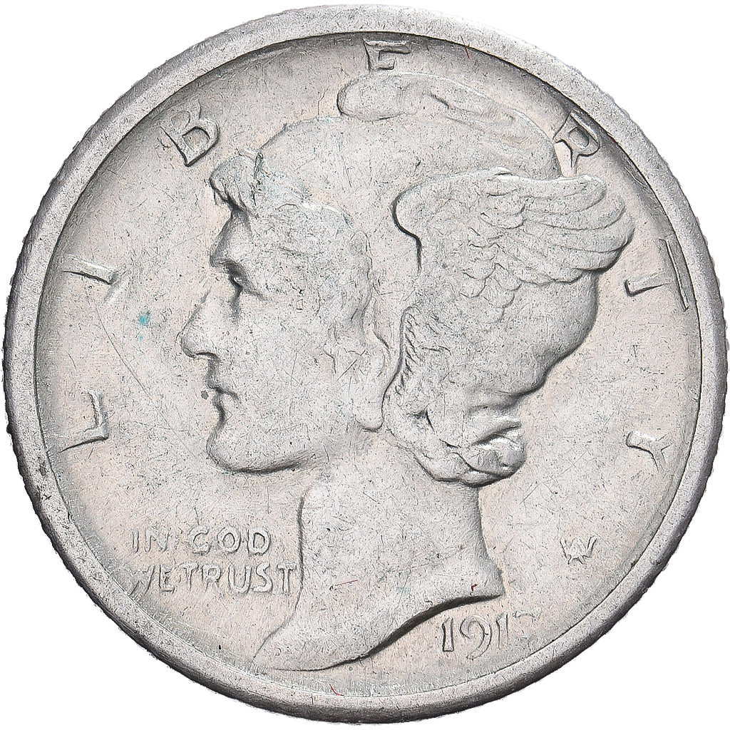États-Unis, Mercury Dime, 1917, San Francisco, Argent, SUP, KM:140