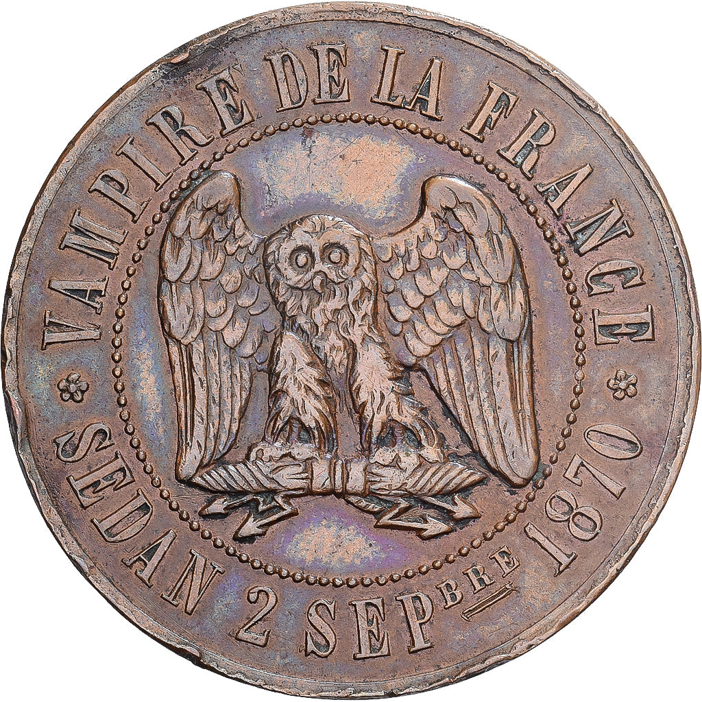 France, Jeton Satirique, Napoléon III, 1870, Bronze, SUP