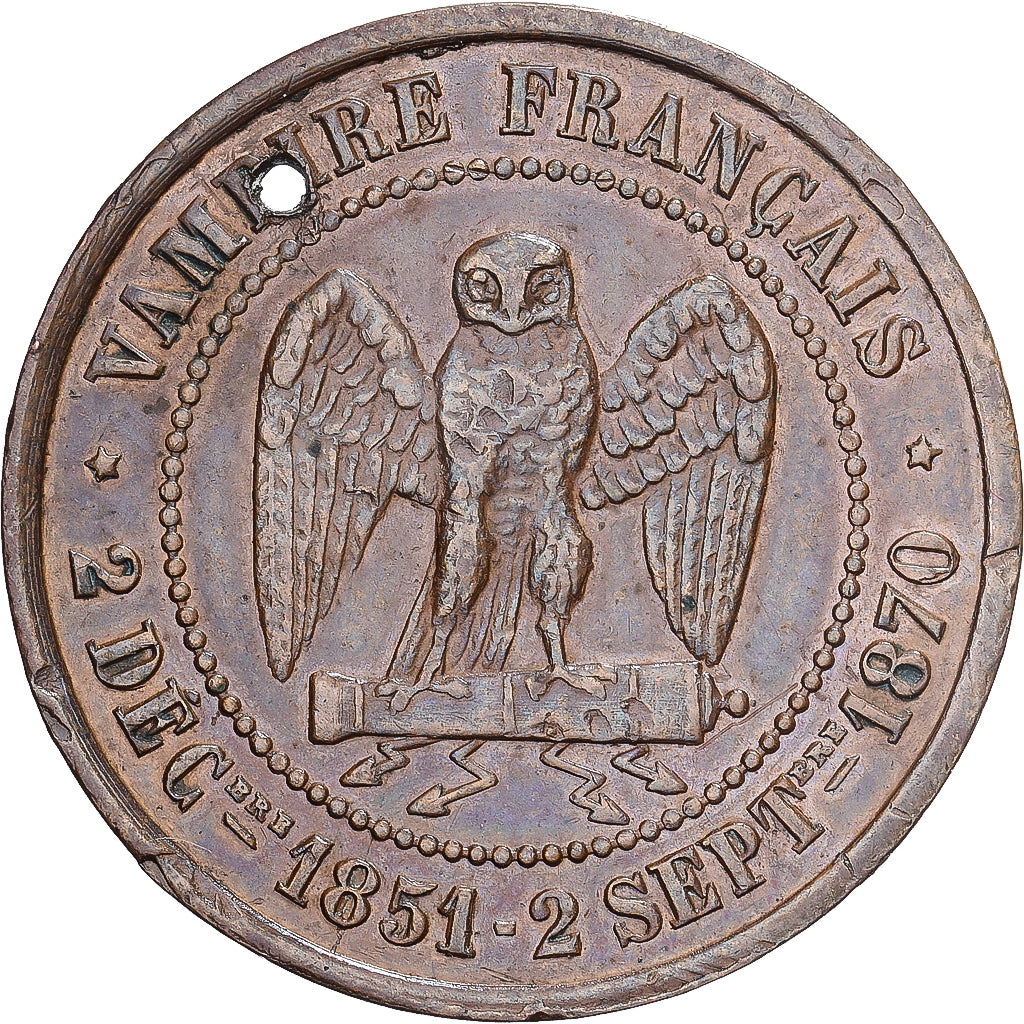 France, Jeton Satirique, Napoléon III, 1870, Cuivre, SUP