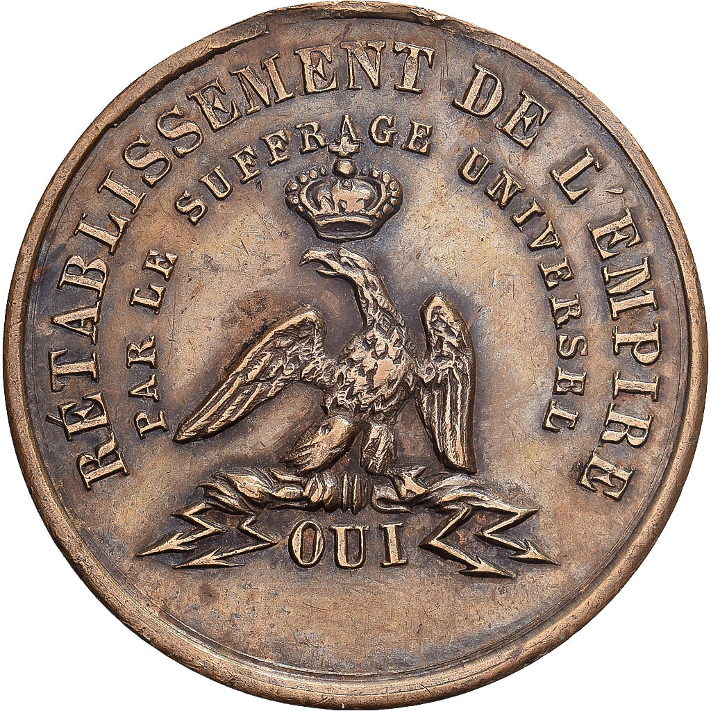 France, Jeton, Napoléon III, Rétablissement de l'Empire, 1848, SUP