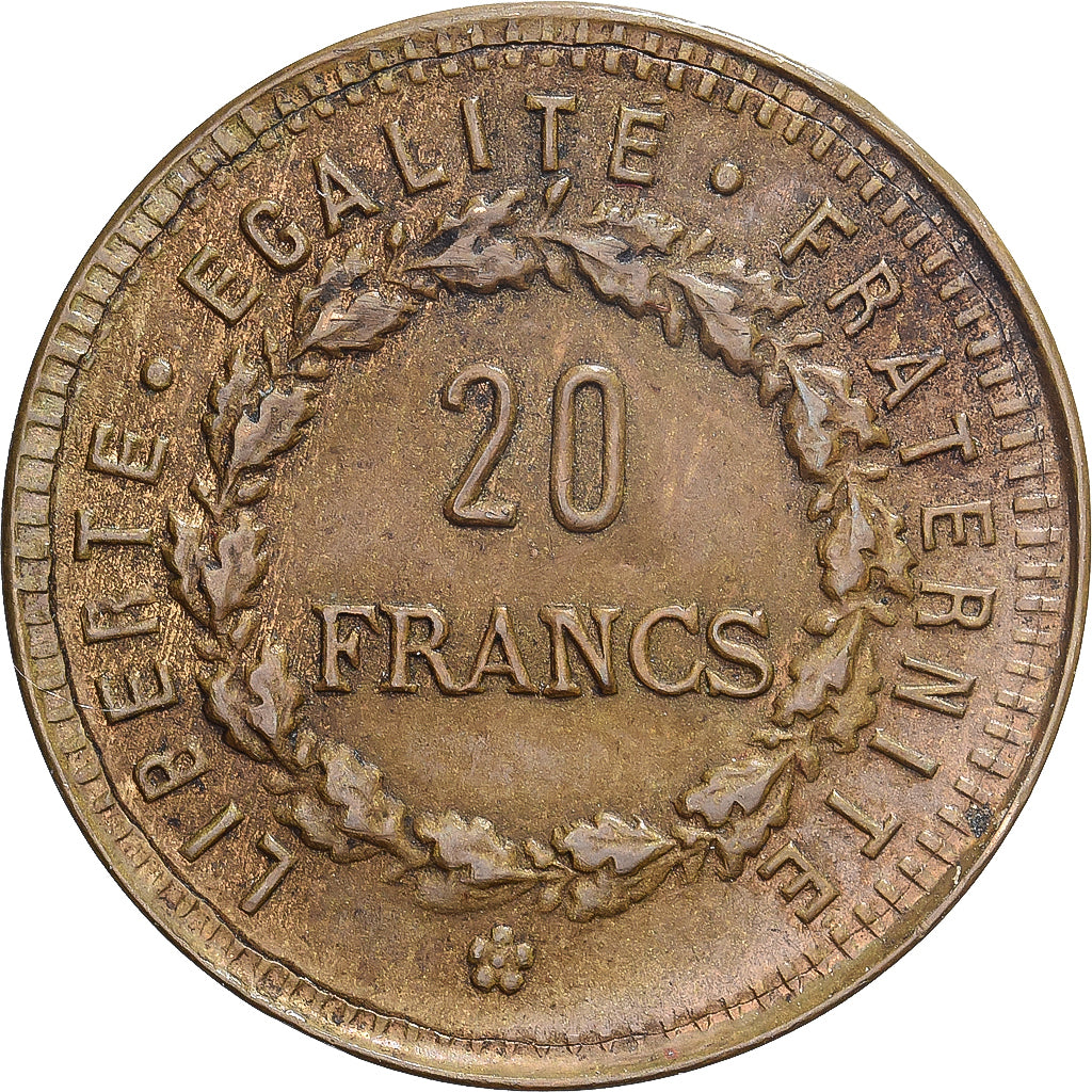 France, Token, 20 Francs Génie, Brass covered cardboard, AU(55-58)