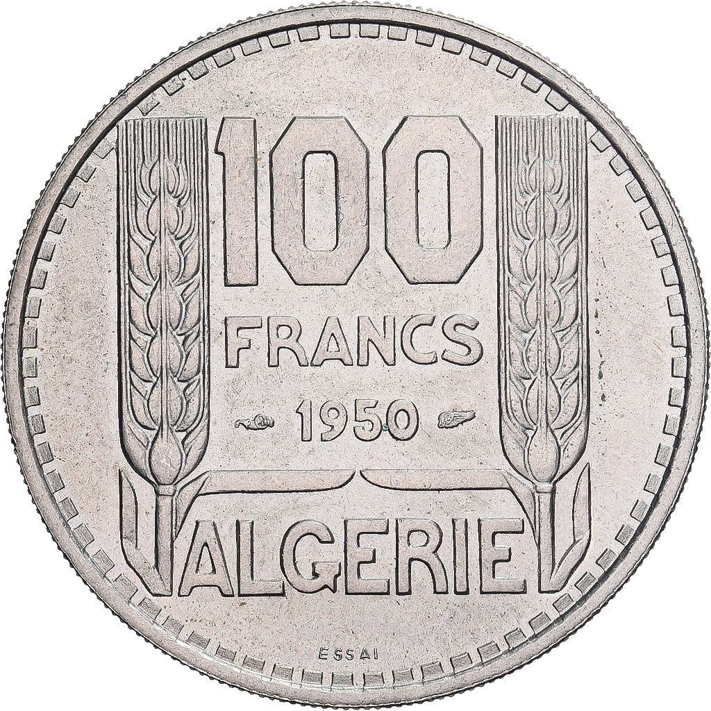 Algeria, 100 Francs, Turin, 1950, Paris, Pattern, Cupronickel, MS(63), KM:E3