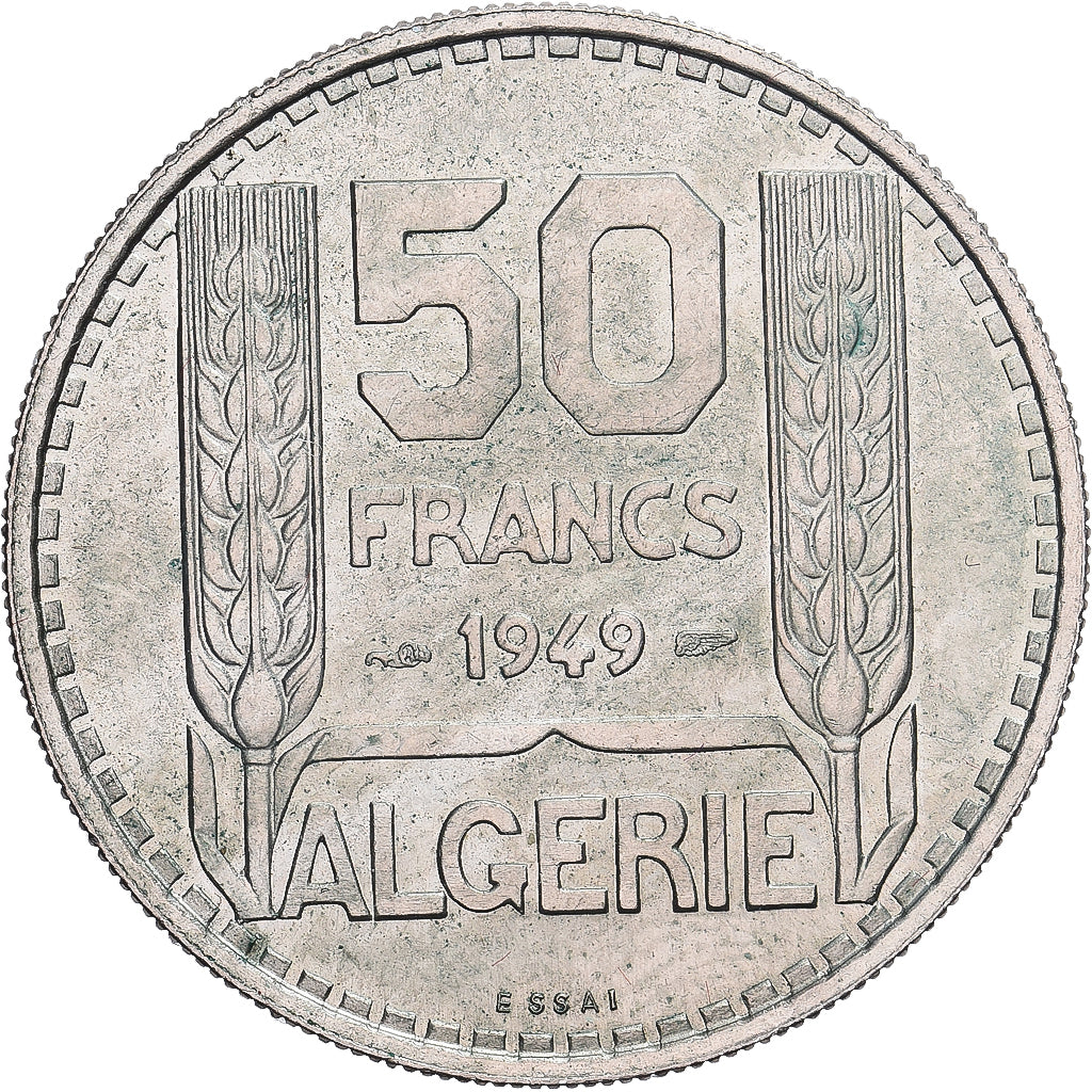 Argélia, 50 Francs, Turin, 1949, Paris, Pattern, Cupronickel, MS(63), KM:E2
