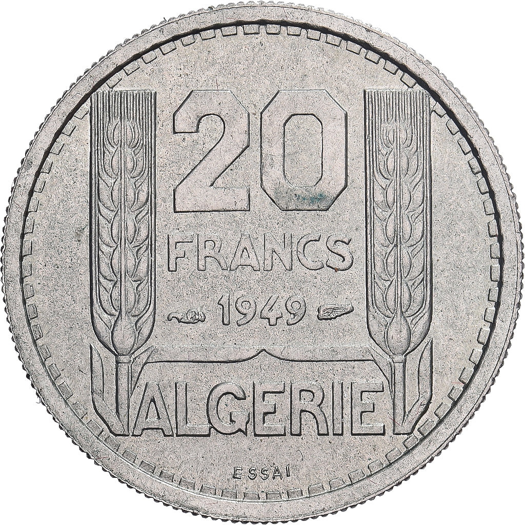 Algeria, 20 Francs, Turin, 1949, Paris, Pattern, Cupronickel, SC, KM:E1