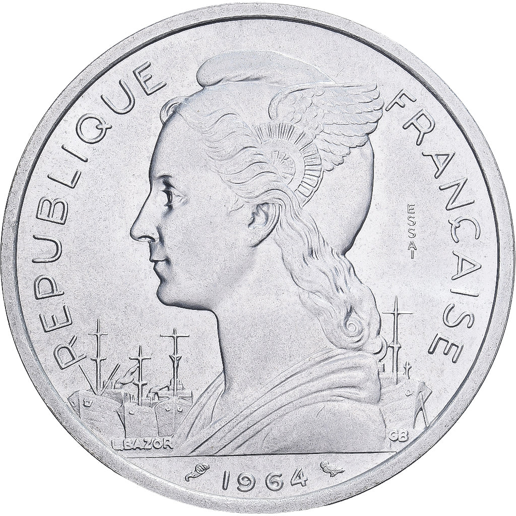 Comoros, 5 Francs, 1964, Paris, Pattern, Aluminum, MS(65-70), KM:E3