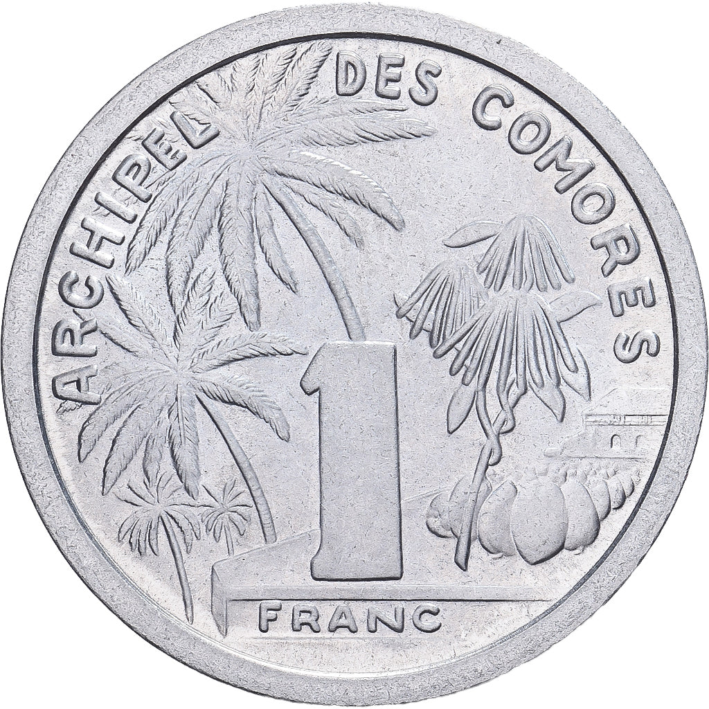 Comoros, 1 Franc, 1964, Paris, Pattern, Aluminum, MS(65-70), KM:E1