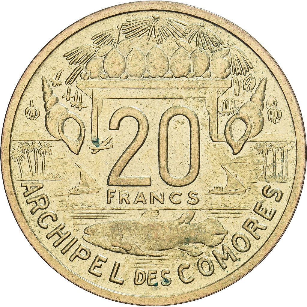 Komoren, 20 Francs, 1964, Paris, Pattern, Aluminum-Bronze, STGL, KM:E5